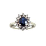 Diamond & Sapphire Cluster Ring