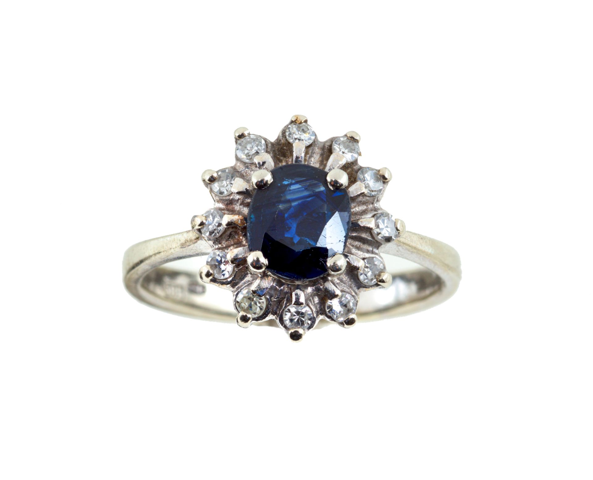 Diamond & Sapphire Cluster Ring