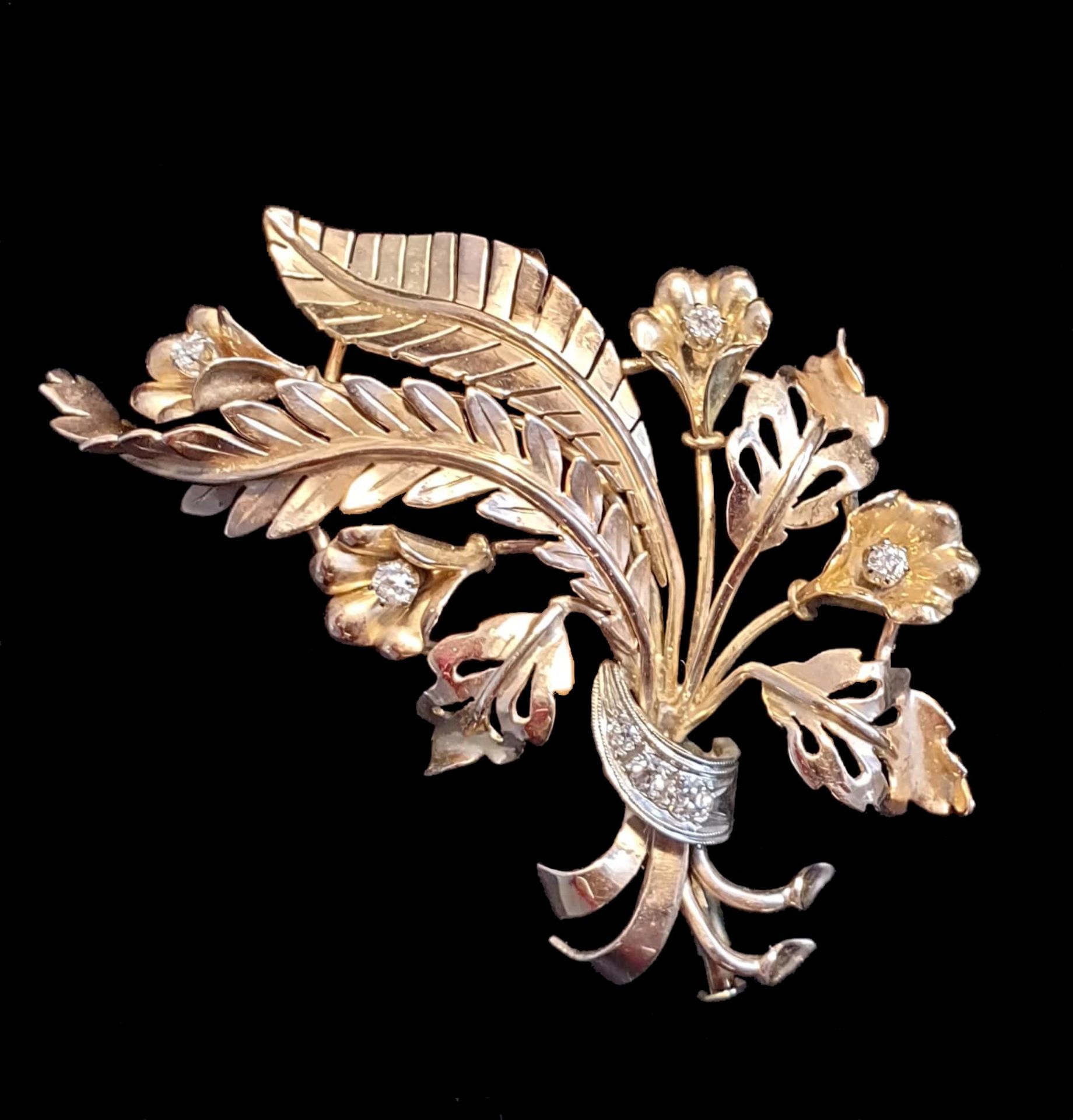 Gold Diamond Brooch