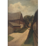 OIL ON CANVAS | HOUSES IN A LANE | AUSTRO / HUNGARIAN