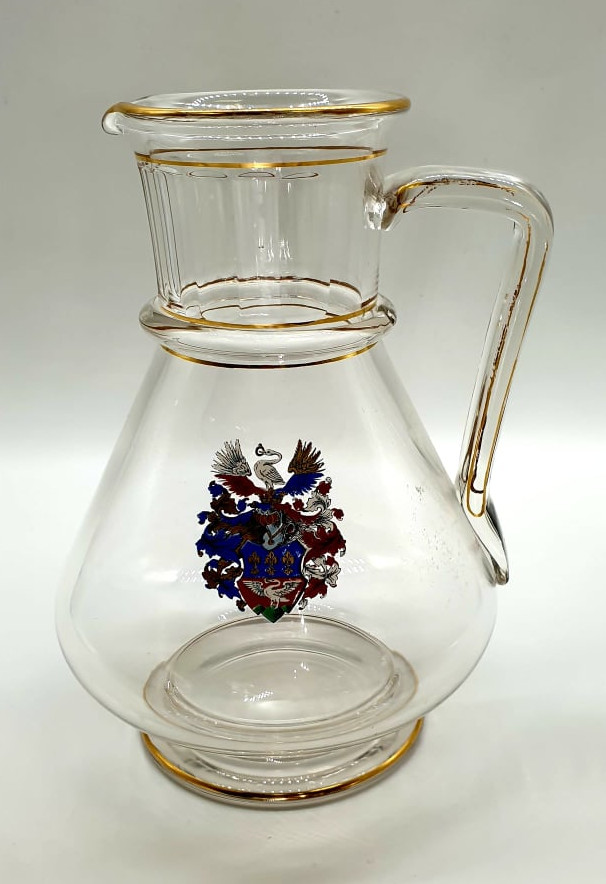 Late 19th century 5 piece set, Lobmeyr, Austria. A caraffe and 4 glasses with handles, each piece - Image 3 of 8