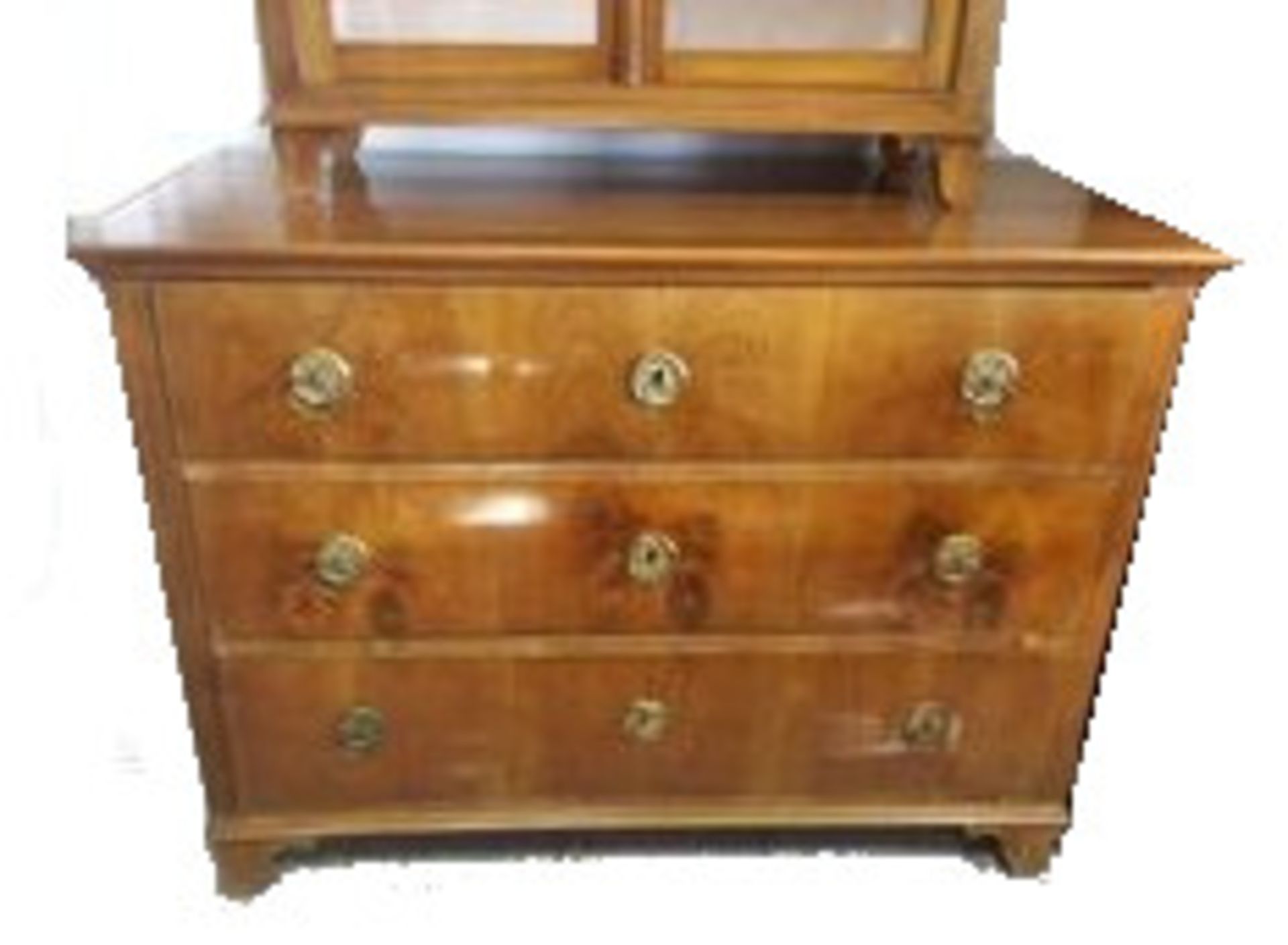 Austria, early 19th century. Walnut with rounded pilaster strips, 2 parts. 3 drawers and 2 glazed - Image 2 of 6