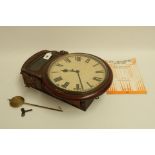 William IV Fusee Drop Dial Clock in Mahogany with Brass Inlay and 12" dial