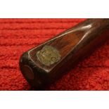Vintage One Piece Snooker Cue by K & C Ltd London - 17oz stamped into shaft, with original tin case,