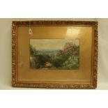 Pair of Large Watercolours in ornate wooden guilded frame, one signed in corner, size including