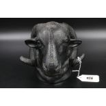 Cast Metal Head of a Ram. Very well made, heavy, with internal hanger.
