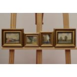 Robert Hughes Miniatures x4 including Summer Morning 1986, Savernake Forest After Rain 1983,