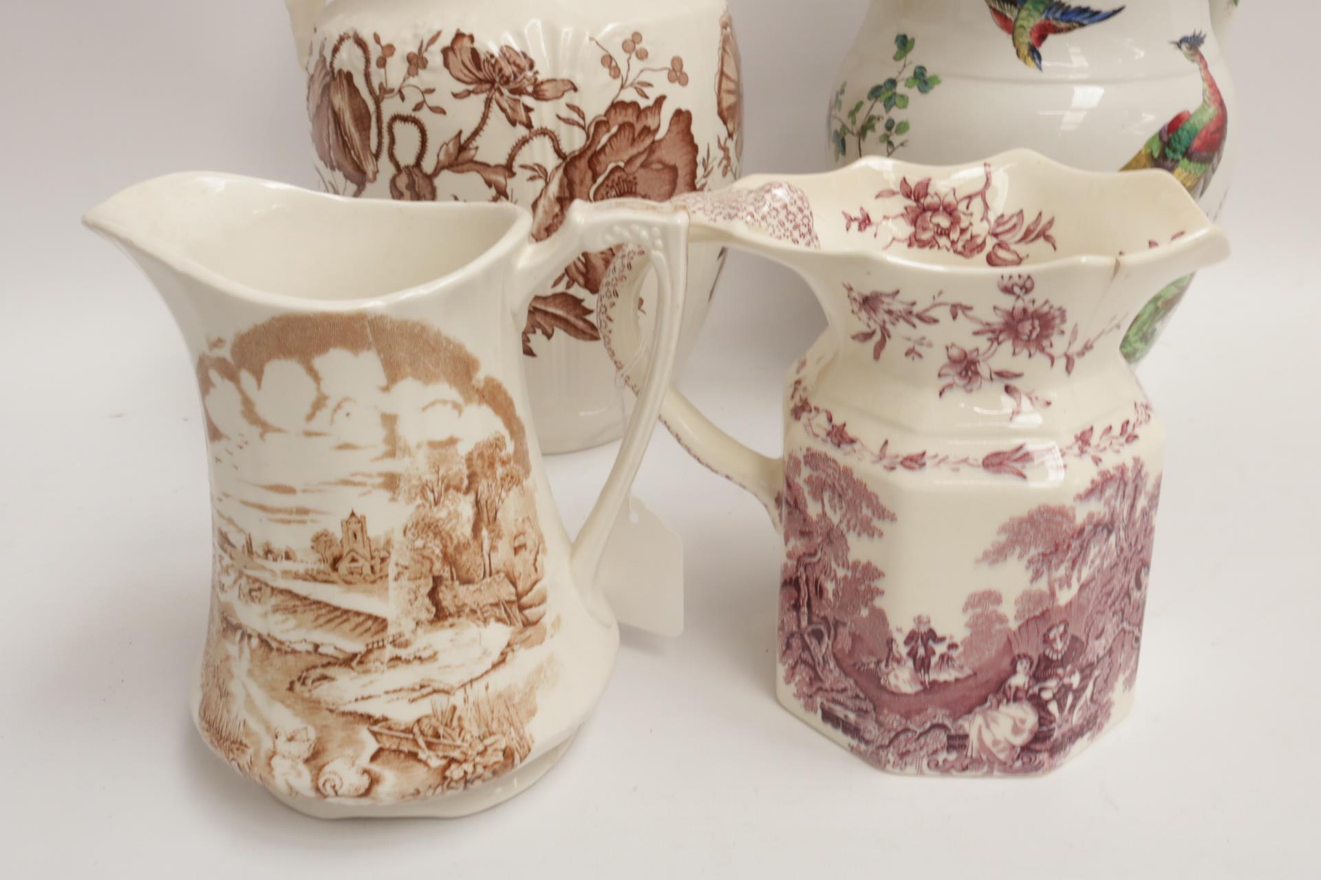 4 x Victorian Style Jugs, various sizes, including Masons, Spode (one has slight damage) - Image 4 of 8