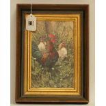 A finely detailed acrylic on board by the artist Ken Turner of chickens, overall size including