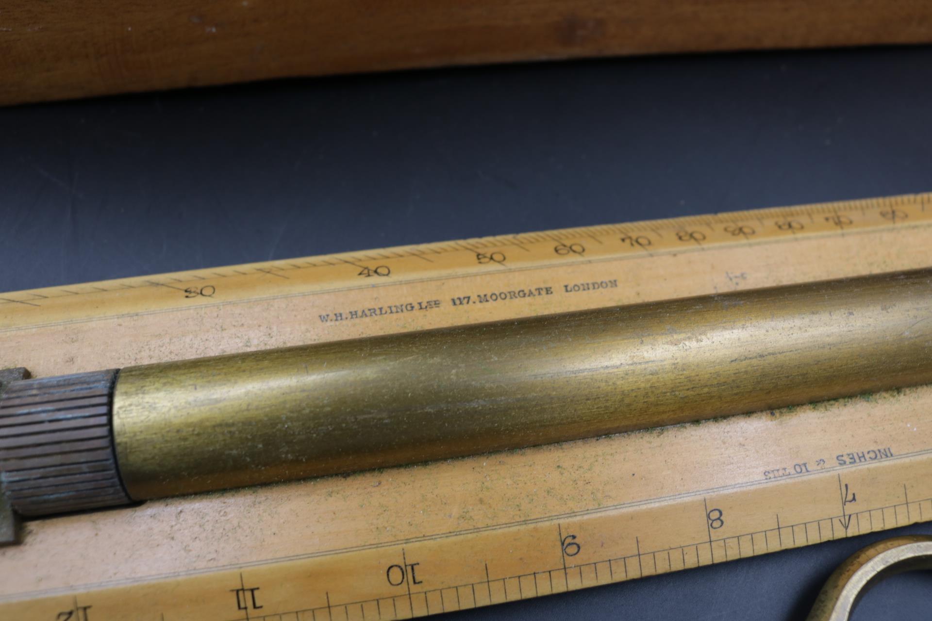 WH Harding Ltd Boxwood Brass Parallel Rule, C1930 & 2x calipes in original box. - Image 6 of 8