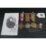 World War 1 Mons Start Trio - 9121 Pte H.J Pollard 3rd Hussars. Includes photocopy picture & his