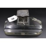 An Art Deco Silver & Glass Ink Stand without liner, marked Birmingham 1920, which is 7.5 inches