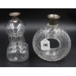 Two Silver Hallmarked Topped Decanters Hukin & Heath & Asprey, Both Birmingham 1924. Unfortunately