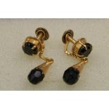 22CT Gold Earrings with Black Stones Overall weight 4 grams