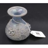 Scavo Murano Glass Vase in Slate Blue & Cream. The majority of the glass surface is covered in Scavo