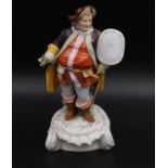 A French 19th Century Figurine of Falstaff Holding a Shield on Rococo approximately 9" tall,