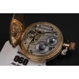 Gold Plated Waltham Pocket Watch Half Hunter Fully Working