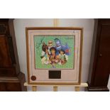 Disney Framed picture from Aladdin 1992, signed by Robin Williams, Scott Weinger, Linda Larkin, with