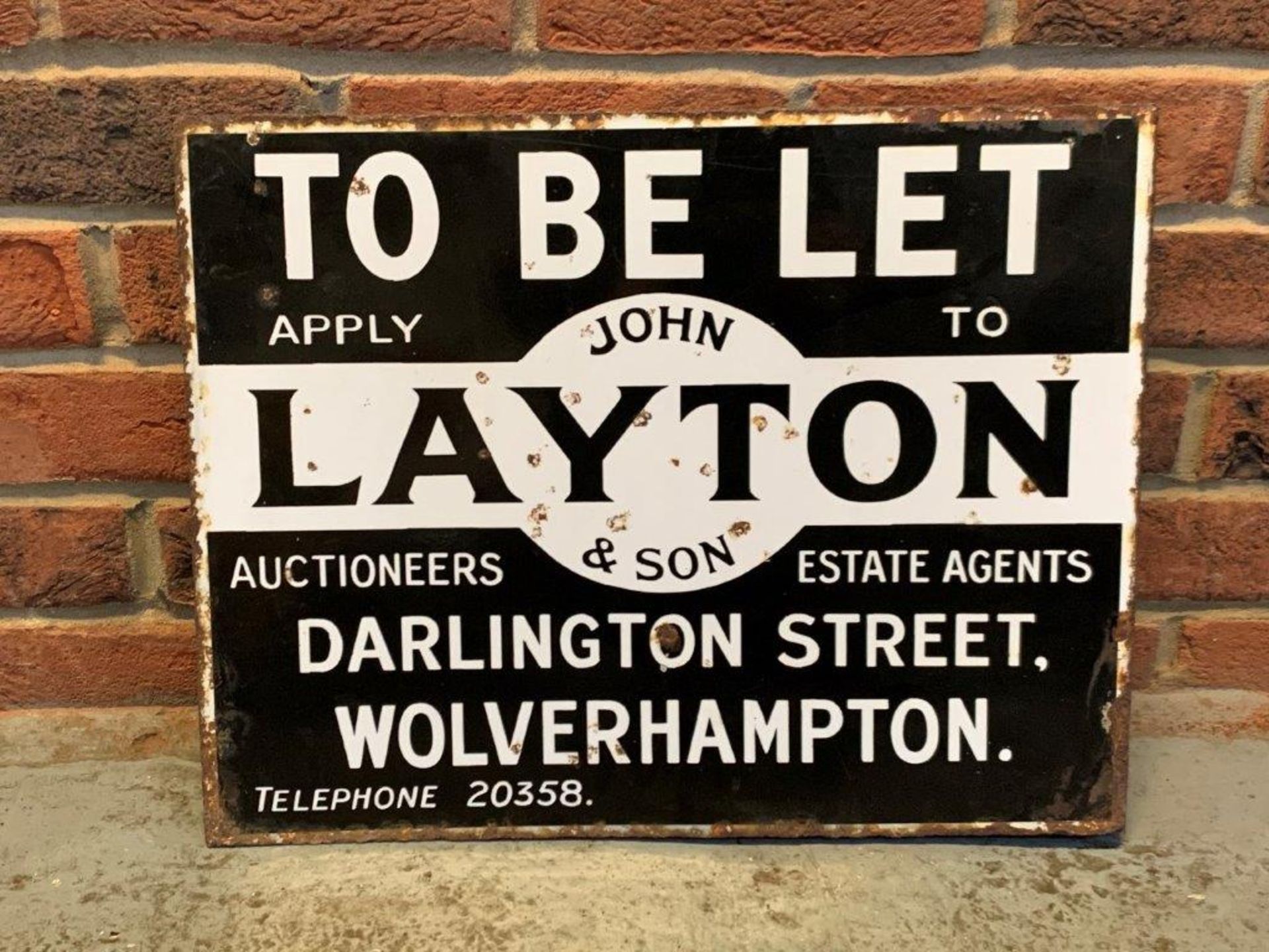 John Leyton & Son To Let Vintage Enamel Sign