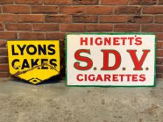 Hignett's S.D.V Cigarettes Sign & Lyons Cakes Sign