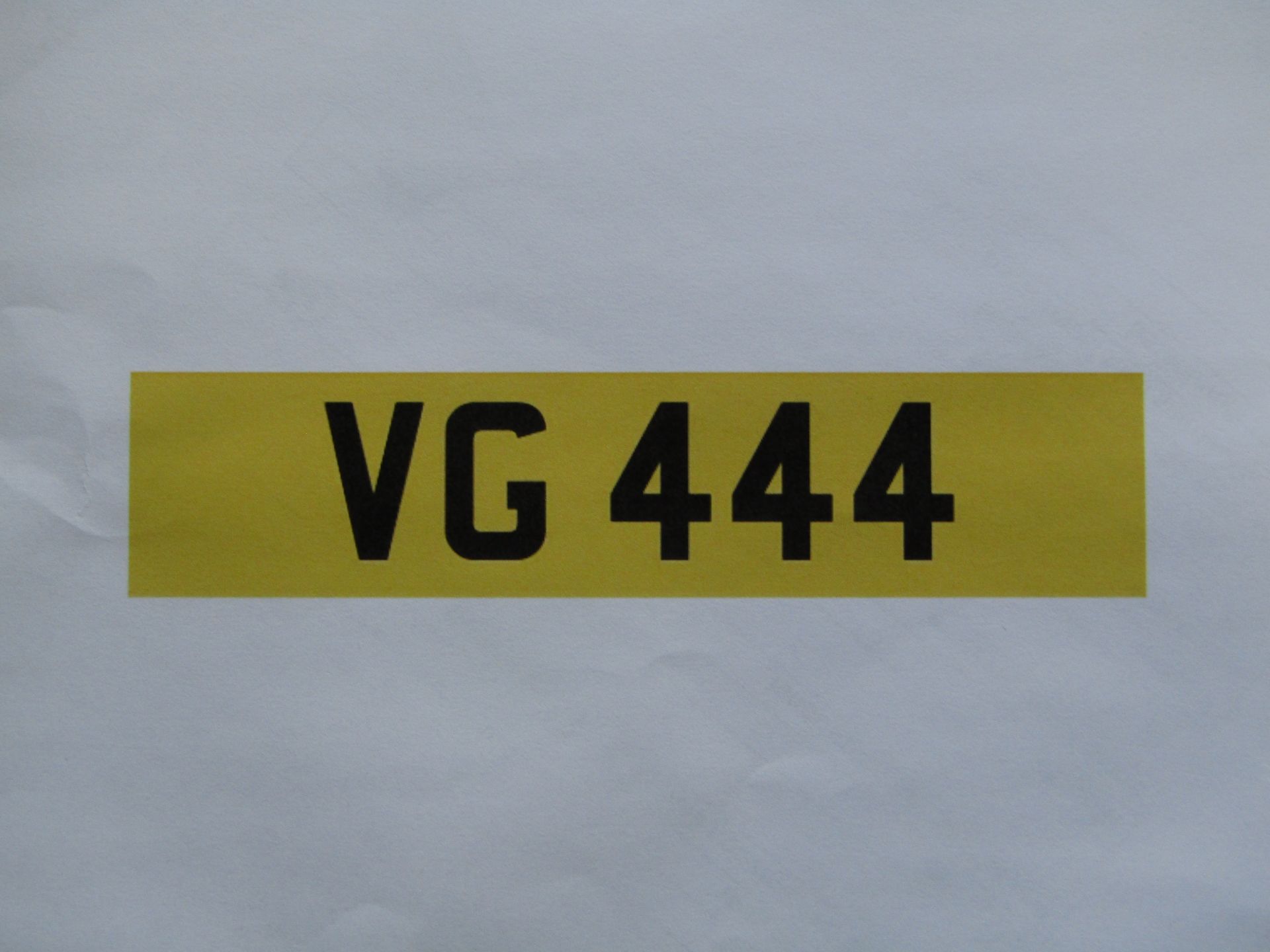 Cherished Registration Number VG 444 On Retention Certificate