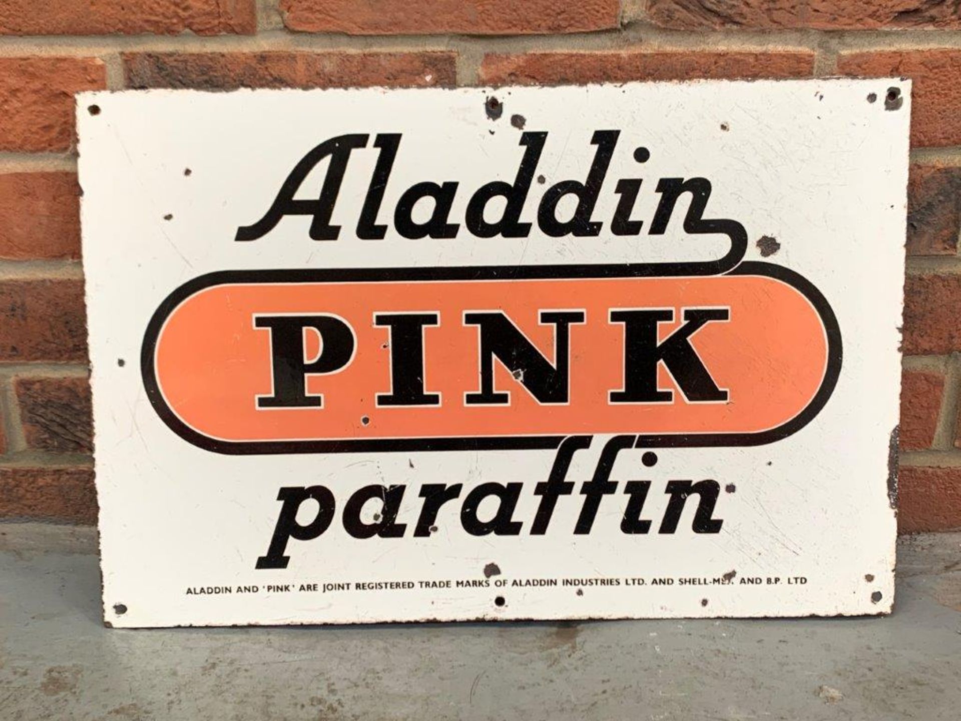 Aladdin Pink Paraffin Enamel Sign