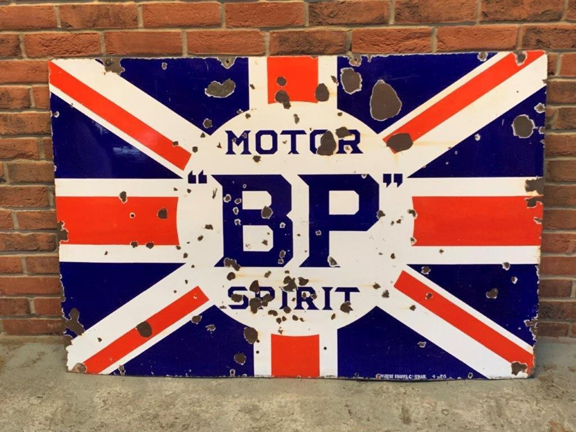 Large Vintage BP Motor Spirit Enamel Sign