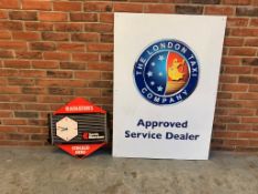 The London Taxi Service Sign and a Serck Marston Advertising Clock