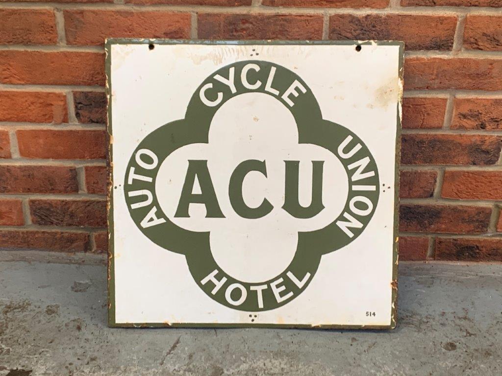 Auto Cycle Union Hotel Double sided Enamel Sign - Image 2 of 2