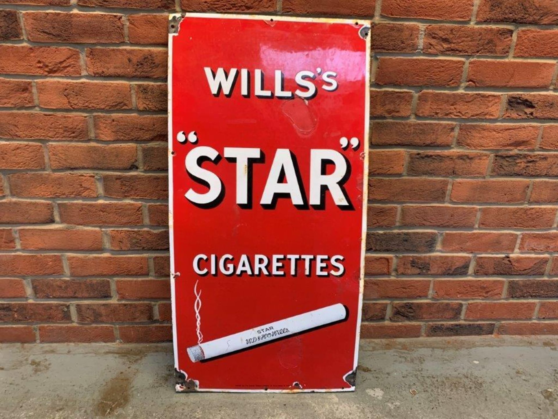 Will's Star Cigarettes Vintage Enamel Sign