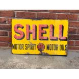 Vintage Shell Motor Spirit Double Sided Enamel Flange Sign