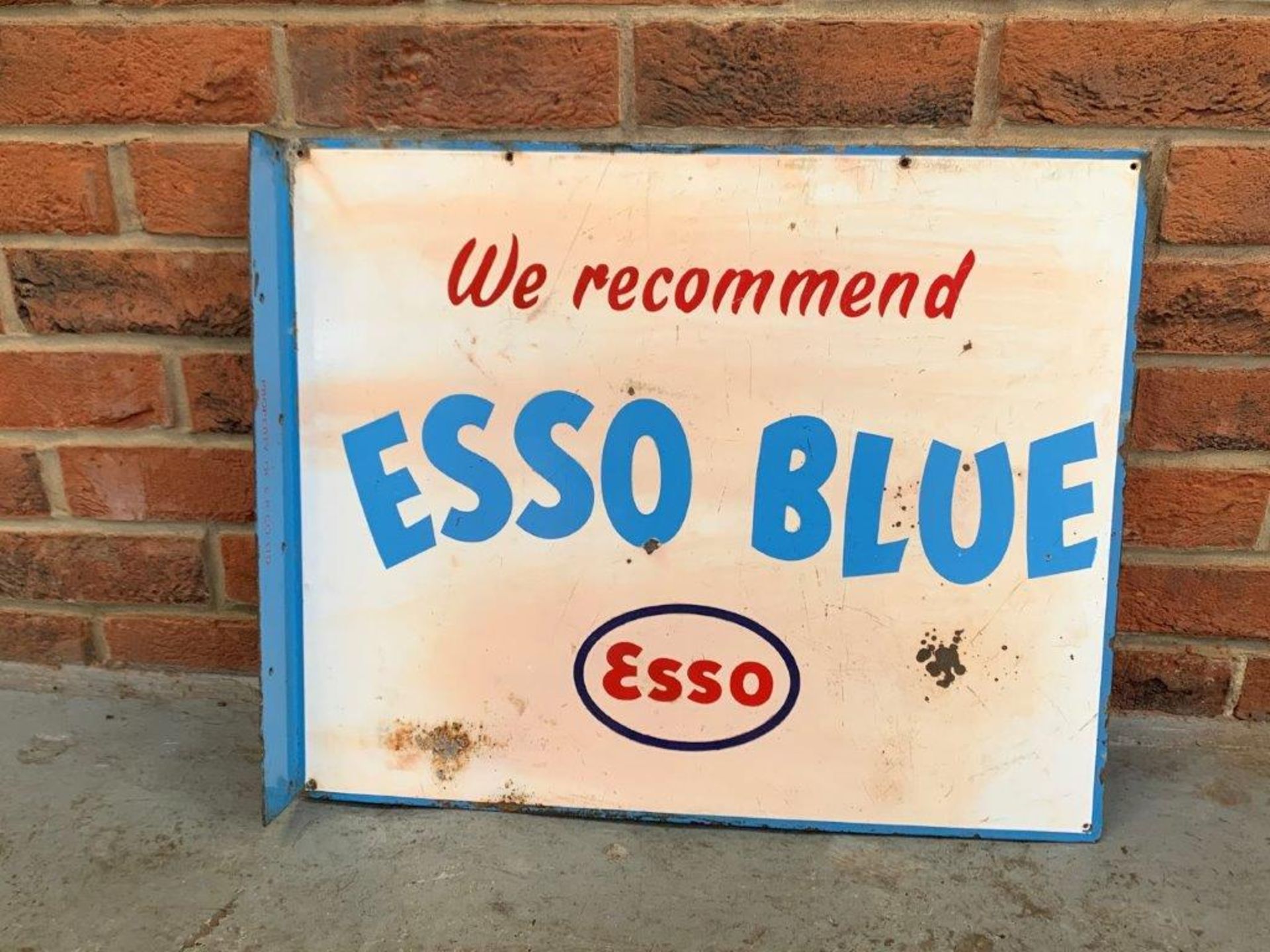 Double Sided Esso Blue Enamel Flange Sign - Image 2 of 3