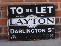 John Layton & Sons, Of Darlington St, To Let, Double Sided Enamel Flanged Sign