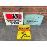 3 Signs, Uniroyal Tyres, Lucas Batteries and Exide Batteries