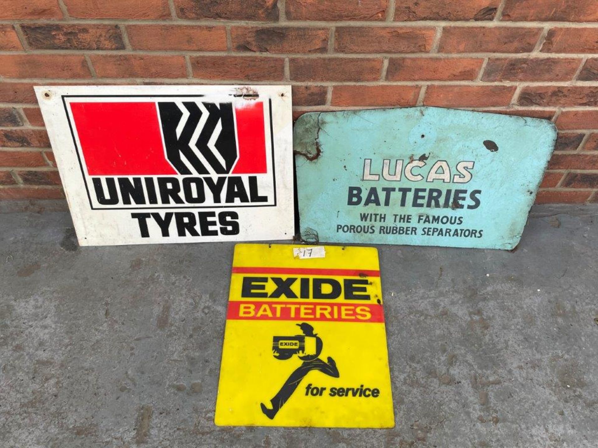 3 Signs, Uniroyal Tyres, Lucas Batteries and Exide Batteries