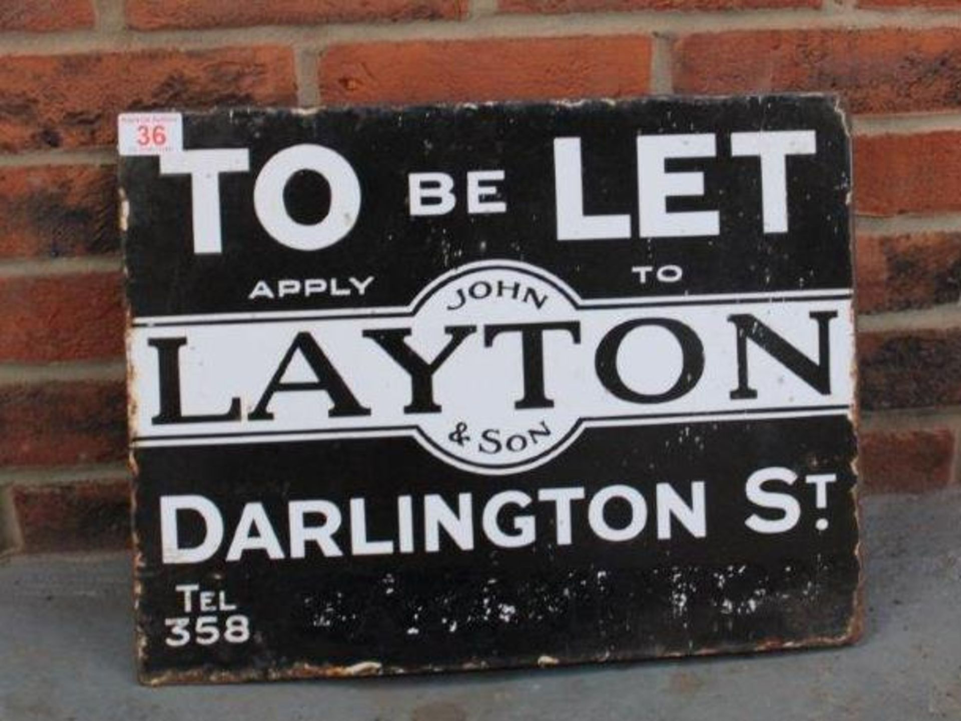 John Layton & Sons, Of Darlington St, To Let, Double Sided Enamel Flanged Sign - Image 2 of 2