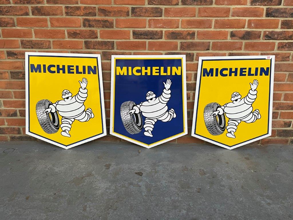 Three Michelin New Old Stock Tin Advertising Signs