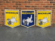 Three Michelin New Old Stock Tin Advertising Signs