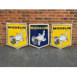 Three Michelin New Old Stock Tin Advertising Signs