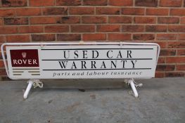Rover Sales Used Car Warranty Sign And Stand