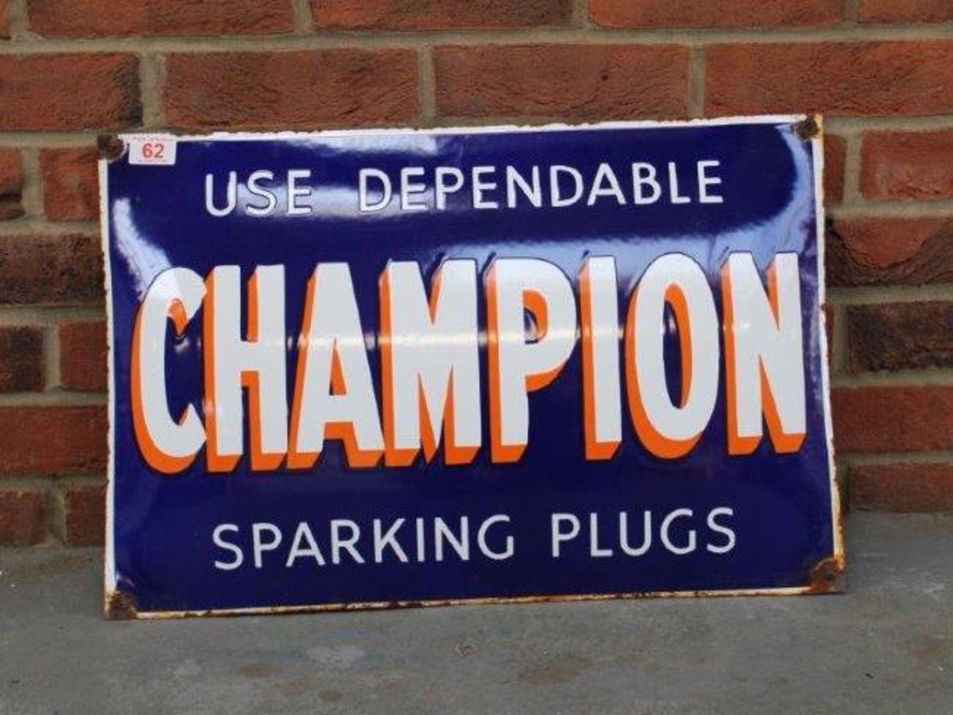 Champion Spark Plugs Enamel Convex Sign