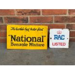 Two Signs - National Benzole Mixture and RAC Listed