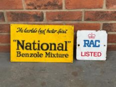 Two Signs - National Benzole Mixture and RAC Listed