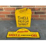 Modern Cast Iron Shell Lubricating Oil Sign Together With Shell Motor Spirit Can