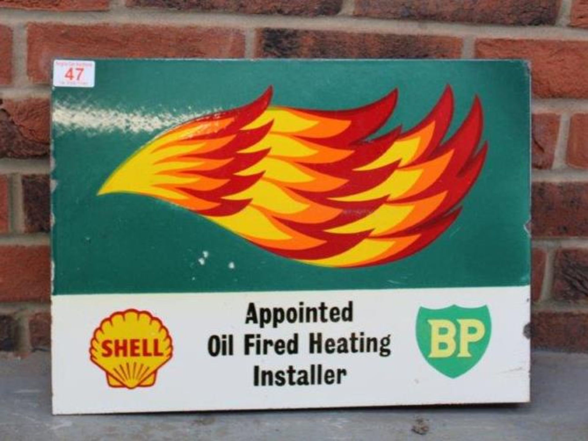 Shell, BP Oil Fired Heating Installer Double Sided Flanged Sign