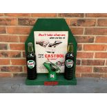 Modern Castrol Counter Display With Two Original Oil Bottles