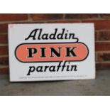 Aladdin Pink Paraffin Double Sided Vintage Enamel Flanged Sign