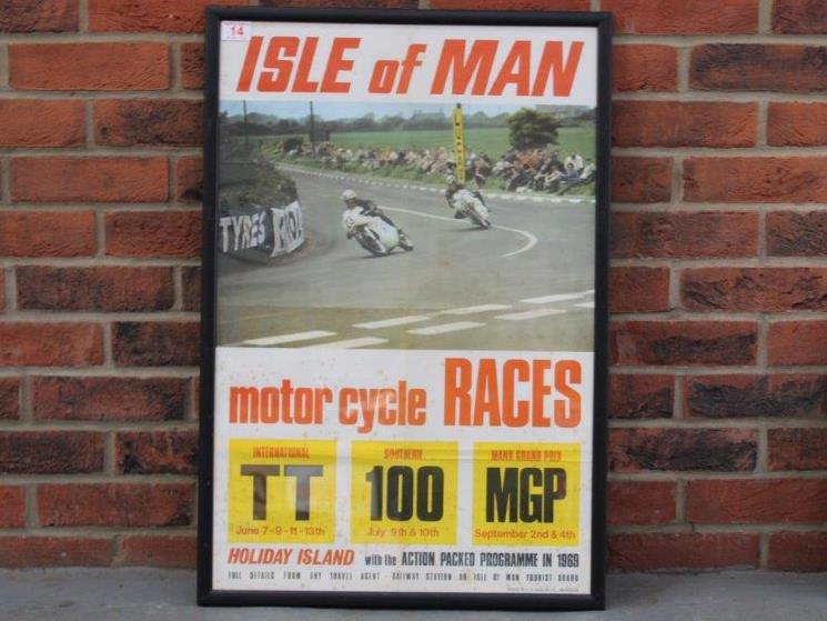 Framed Original Isle Of Man 1969 Racing Poster