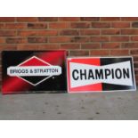 Briggs & Stratton Pressed Metal Sign Together With Champion Spark Plugs Sign