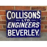 Vintage Collisons Ltd Engineers Beverley Enamel Sign